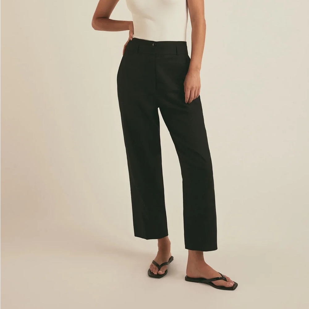 Favorite Daughter Double Waist Black Linen Dress Pants